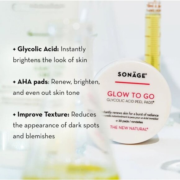 Sonäge ✦ Glow To Go Glycolic Acid Peel Pads ✦ AHA Radiance Exfoliating 30ct NWT - Picture 6 of 8
